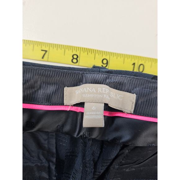 Hampton-Fit Tonal Check Crop shiny black career causal pants slacks sz 6 ankle ^ - Picture 6 of 10